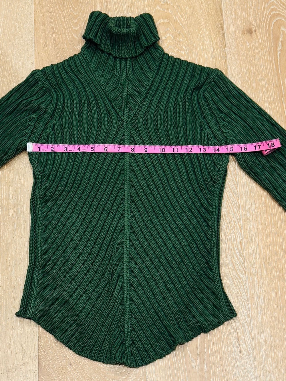 525 America Green Ribbed Chevron Turtleneck Sweater, in Green, Size Small - Picture 3 of 8